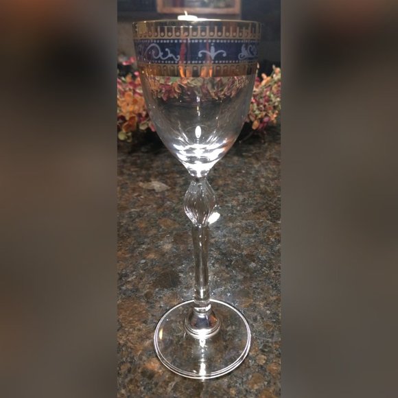 Set of Four Gold & Purple/Blue Crystal Wine/Cordial Glasses - Picture 2 of 4